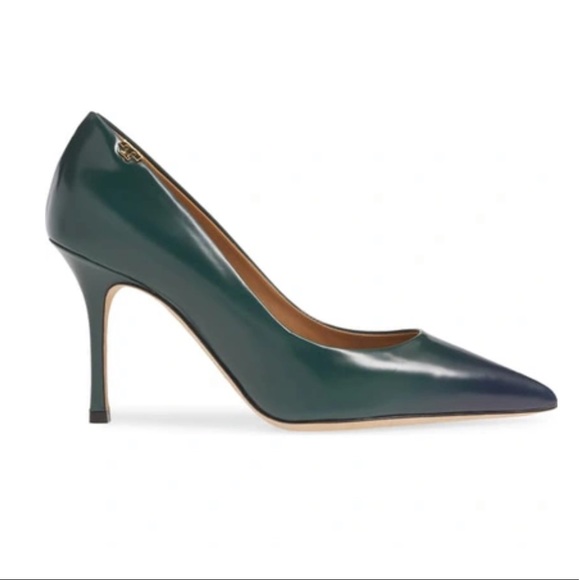 TORY BURCH Penelope Ombre Pointy Toe Pump in Green/Blue - Picture 3 of 16